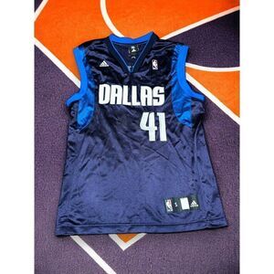 Adidas Mens Blue Dirk Nowitzki #41 Dallas Mavericks Basketball Jersey Sz Small